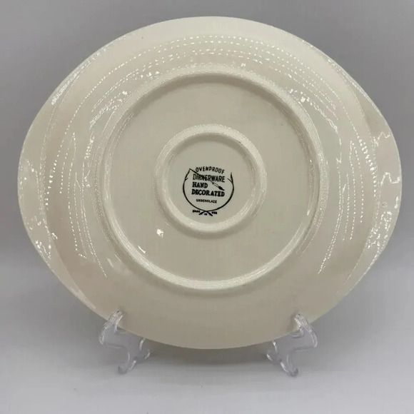 Vintage  Oven Proof Serving Plate Platter Pine Cones Pattern Made in USA - Picture 5 of 6